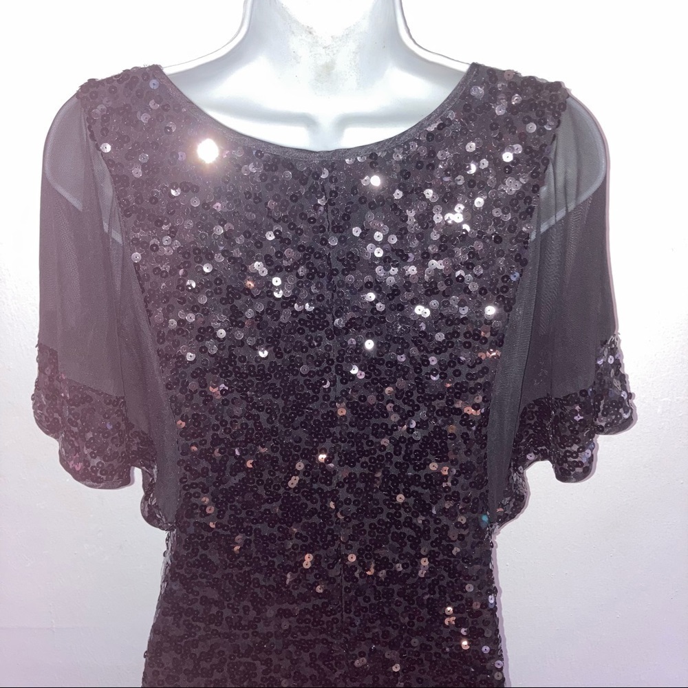Ignite Black Sequin Stretch Sheer Flutter Short S… - image 4